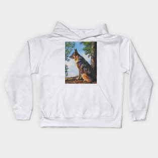 German Shepherd Fine Art Painting Kids Hoodie